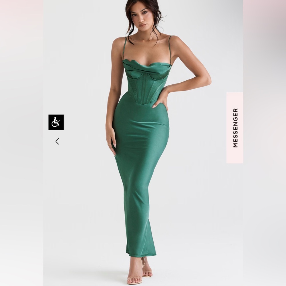 HOUSE OF CB CHARMANE FOREST CORSET MAXI DRESS